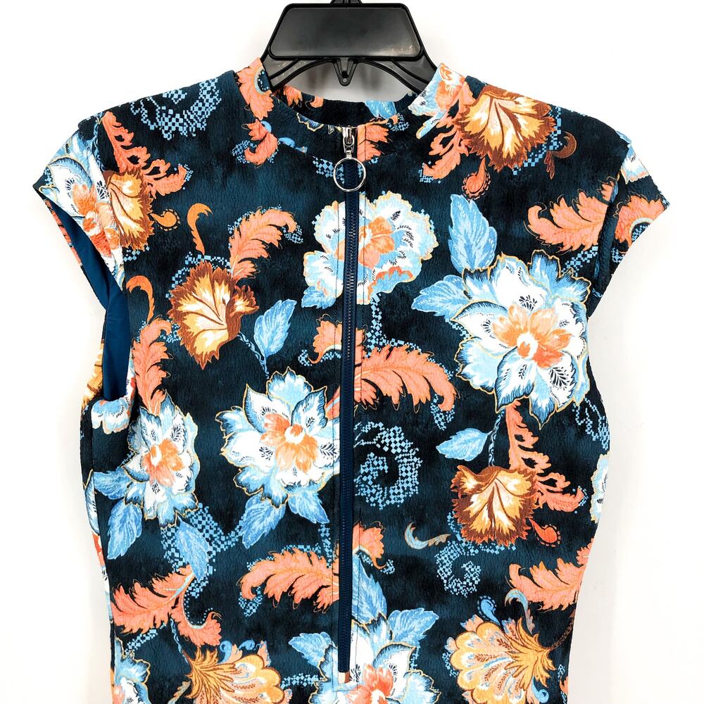 SEAFOLLY Spring Festival Zip Front One Piece Swimsuit US 12 Navy Blue Floral NWT - Picture 6 of 13
